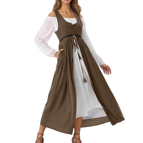 Generisch Renaissance Kleid Damen Mittelalter Kleid Mittelalter Kostüme Damen von Generisch