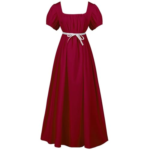 Generisch Renaissance Kleid Lang Victoria Mittelalterlich Hohe Taille Ballkleid mit Dekolleté und Üppigem Rock für Maskerade Ball und Karneval Festliches Abendkleid von Generisch