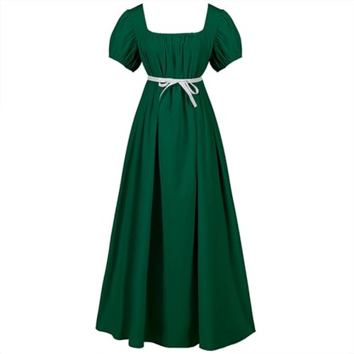 Generisch Renaissance Kleid Lang Victoria Mittelalterlich Hohe Taille Ballkleid mit Dekolleté und Üppigem Rock für Maskerade Ball und Karneval Festliches Abendkleid von Generisch