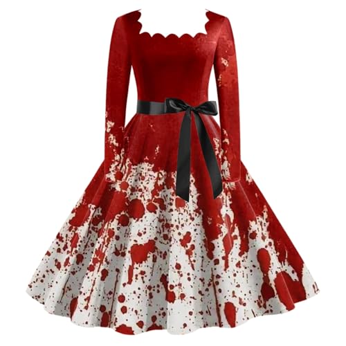 Generisch Renaissance Kostüm Frauen Gruselig Horror Halloween Kleid Gothic Design Totenkopf-Rosenmuster Korsett Cosplay Partykleid von Generisch