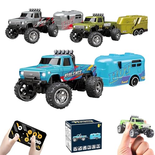 Generisch RipRush Mini Monster 1: 64 Off-Road LED Alloy Racer, mit LED-Leuchten, 3-Gang-Modi, 2,4GHz Racing System, Geschwindigkeit/Lenkung einstellbar, für ab 14 Jahren Bastler und Sammler(Blau) von Generisch