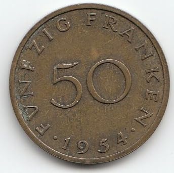 Generisch Saarland Jägernr: 803 1954 sehr schön Aluminium-Bronze 1954 50 Franken (Münzen für Sammler) von Generisch