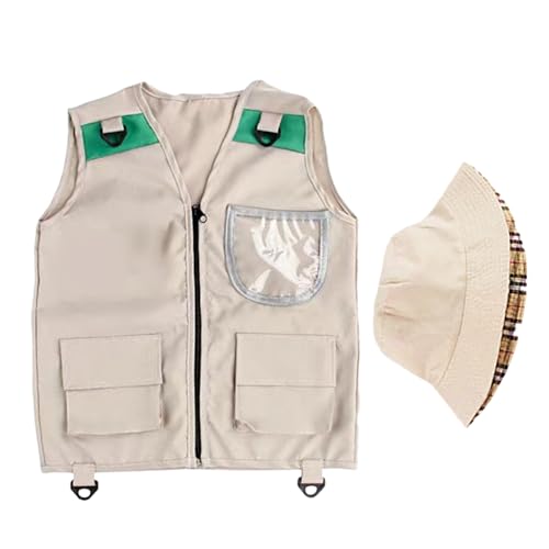 Generisch Safari -Weste, Park -Kostüm, Rollenspiel -Zoo -Keeper, 40x48 cm, lustige Outdoor -Abenteuerweste, waschbar und langlebig, für Party Park von Generisch