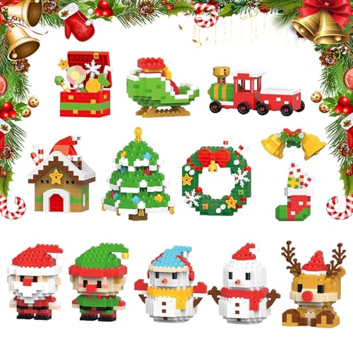 Generisch Santa Claus Design Building Blocks Set, 12 Pack Christmas Theme Building Blocks Ornaments, DIY Christmas Building Block Toys, More Styles, More Fun (1Pcs) von Generisch