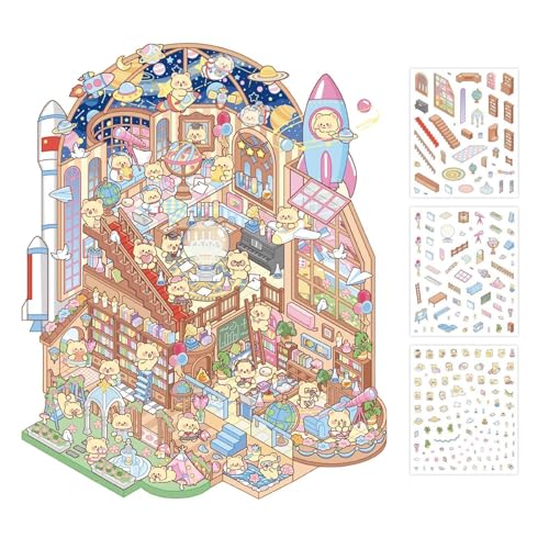 Generisch Scene Stickers - Window Stickers | Cute Stickers | 3-D Scene Stickers, Cartoon Science Museum Sticker Cute Sticker Scenes, Handmade House Stickers, Room Decor Stickers - Cartoon Stickers von Generisch