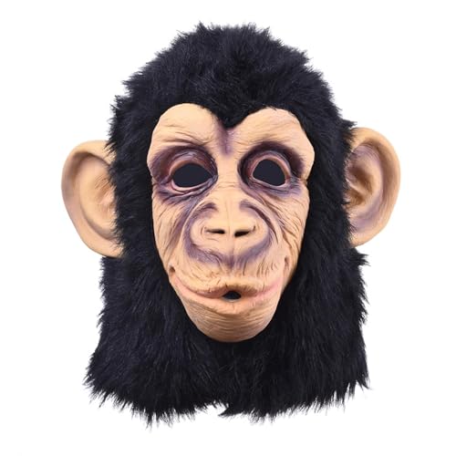 Generisch Schimpansen Maske Kostüm, Affe Maske Gorilla, Tiermaske Schwarze Schimpansen-Maske, Schimpansen Kuscheltier Affe Gorilla Masken Für Erwachsener Halloween Und Kostümpartys, von Generisch