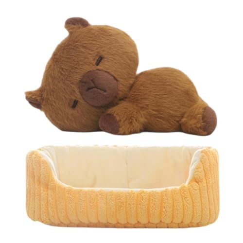 Generisch Schlafender Capybara-Plüsch, Capybara-Kissenspielzeug, Cartoon-Capybara-Puppe, Süßer Capybara-Plüsch, Vielseitige Dekoration, Capybara-Kuschelpuppe Für Wohnzimmer, Schlafzimmer, Spielzimmer von Generisch
