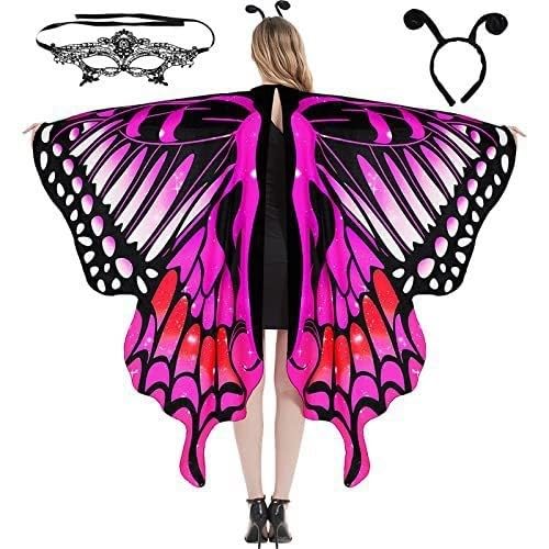 Generisch Schmetterlingsfee Wings Scha mit Haarreif, Spitzenmaske, Schmetterling Kostüm Damen Flügel Schmetterlingsflügel Erwachsene Faschingskostüme Damen Umhangflügel kostüm erwachsene Generisch Schmetterlingsfee Wings Scha mit Haarreif, Spitzenmaske, Schmetterling Kostüm Damen Flügel Schmetterlingsflügel Erwachsene Faschingskostüme Damen Umhangflügel kostüm erwachsene von Generisch