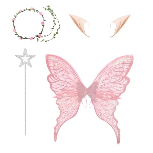 Generisch Schmetterlingsfeenflügel | Halloween Kinderkostüm Mit Schmetterlingsflügeln - Verkleidungszubehör Mit & Ohren Für Frauen Mädchen Teens Generisch Schmetterlingsfeenflügel | Halloween Kinderkostüm Mit Schmetterlingsflügeln - Verkleidungszubehör Mit & Ohren Für Frauen Mädchen Teens von Generisch