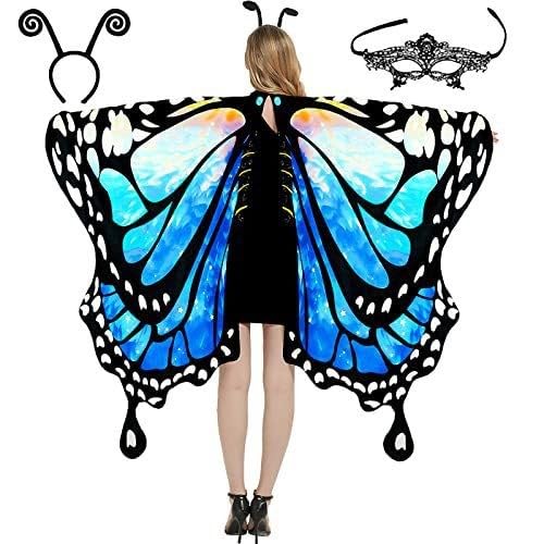 Generisch Schmetterlingsflügel Tiere Schmetterling Flügel/Kostüm Feen Schmetterlingsflügel Erwachsene Fasching Schmetterlingskostüm für Cosplay Faschingskostüme Damenschmetterling haarreif damen von Generisch