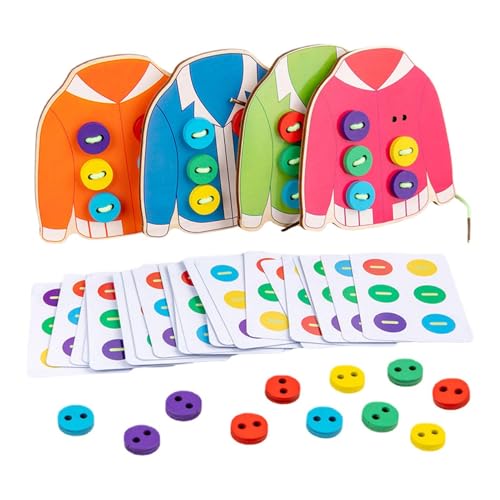 Generisch Schnur Nähen Kinder, Spielzeug Zum Schnüren Von Kleidung Unterhaltsame m-ontessori-Lehrmittel Einfädeln Von Kleidungsstücken Annähen Von Knöpfen Lernspielzeug Für Früherziehung von Generisch