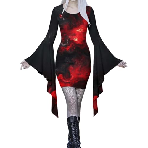 Generisch Schwarze Kleider Damen Halloween Spinnennetz Fledermausärmel Blutspritzer Schmale Passform Kostüm Horror Bodycon Minikleid Faschingskostüme Karneval Langarm Abschlussball, Rot, M Generisch Schwarze Kleider Damen Halloween Spinnennetz Fledermausärmel Blutspritzer Schmale Passform Kostüm Horror Bodycon Minikleid Faschingskostüme Karneval Langarm Abschlussball, Rot, M von Generisch
