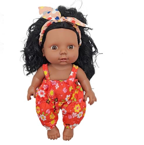 Generisch Schwarze Puppe, Ganzkörper-Vinylpuppe, Weichgummi-Simulation, Baby, afrikanische Puppe, Musikpuppe Plüschpuppen (Yellow, 27cm) von Generisch