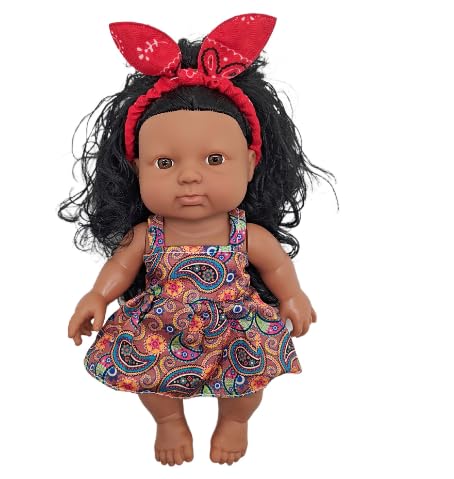 Generisch Schwarze Puppe, Ganzkörper-Vinylpuppe, Weichgummi-Simulation, Baby, afrikanische Puppe, Musikpuppe Sammlerpupe (Purple, 27cm) von Generisch