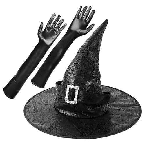Generisch Schwarzer Hexenhut,Halloween Hexenhut | Halloween-Hut Cosplay-Hüte,Partyhüte, Zaubererhut, schwarzer Hut mit langen Handschuhen, Halloween-Kostümzubehör, Partyzubehör, Gastgeschenke Generisch Schwarzer Hexenhut,Halloween Hexenhut | Halloween-Hut Cosplay-Hüte,Partyhüte, Zaubererhut, schwarzer Hut mit langen Handschuhen, Halloween-Kostümzubehör, Partyzubehör, Gastgeschenke von Generisch