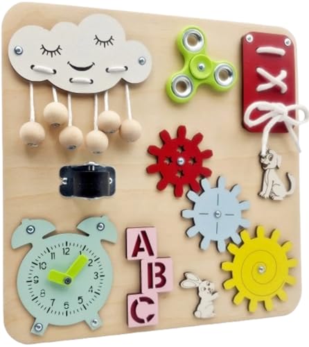 Generisch Sensoriktafel Montessori Mini – Lernspielzeug aus Holz für Kinder 30x30 cm – Busy Board mit Zahnrädern, Uhr, Tieren, Spinner – Made in EU Generisch Sensoriktafel Montessori Mini – Lernspielzeug aus Holz für Kinder 30x30 cm – Busy Board mit Zahnrädern, Uhr, Tieren, Spinner – Made in EU von Generisch