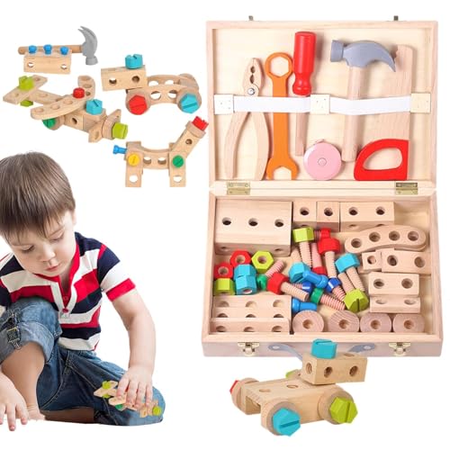 Generisch Set von Kinderwerkzeugen - Drucklernaktivitäten für Drucklern, Bauspielzeug, Spiele, Bauwerkzeuge für Kinder | Holzspielwerkzeuge Generisch Set von Kinderwerkzeugen - Drucklernaktivitäten für Drucklern, Bauspielzeug, Spiele, Bauwerkzeuge für Kinder | Holzspielwerkzeuge von Generisch