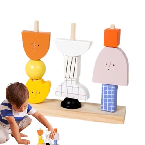Generisch Sortieren von Spielzeug für Kleinkind 1-3, Kleinkind Bausteine ​​,Holzstapelblöcke in Charakterform - Vorschulkreatives innovatives Bildungsspiel für Kindergartenjungen von Generisch