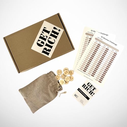 Generisch Sparchallenge (52 Wochen Sparchallenge), „GET Rich!“ Holzchip-Edition von Generisch