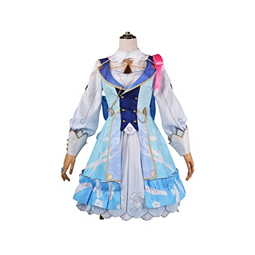 Generisch Spiel Kamisato Ayaka Cosplay Kostüm Lolita Kleid Mit Hut Halloween Outfits,Blue-L von Generisch