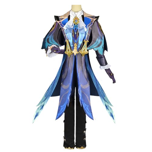 Generisch Spiel Neuvillette Cosplay Kostüm Herren Uniform Halloween Outfit Komplettset,Blue-XL von Generisch