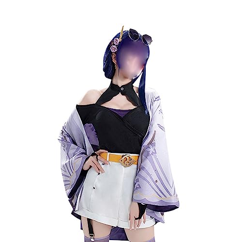 Generisch Spiel Raiden Shogun Cosplay Kostüm Beelzebul Cosplay Frauen Kleid Halloween Uniform Set,Purple-3XL von Generisch