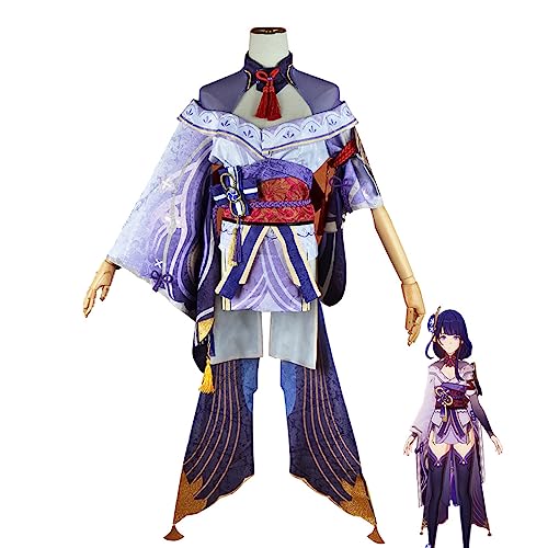 Generisch Spiel Raiden Shogun Cosplay Kostüm Frauen Kleid Halloween Uniform Vollen Satz,Set-XXL von Generisch