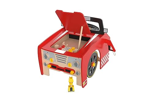 Generisch Spielzeug aus Echtholz Auto-Mechaniker Motorhaube mit Werkzeug ca. B 46 x H 46 x T 65 cm von Generisch