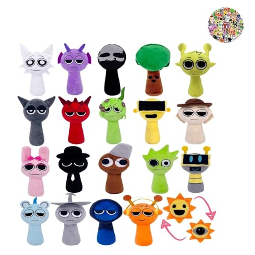 Generisch Sprunki Incredibox Kuscheltier Plüschspielzeug Stofftiere Mit 55 Aufkleber, Sp-runki Plüschtier, Kuschelig, Robust & Umweltfreundlich for Halloween, Christmas (Stil 2 (mit 55 Aufkleber)) von Generisch