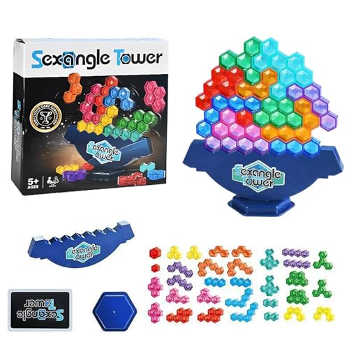 Generisch Stapelblöcke des Turmbalance, Balance -Stapelblöcke | Hexagonale Bausteine Rätsel | STEM -Spielzeug, Lernaktivitäten, Partyversorgungen für Kinder und Erwachsene von Generisch
