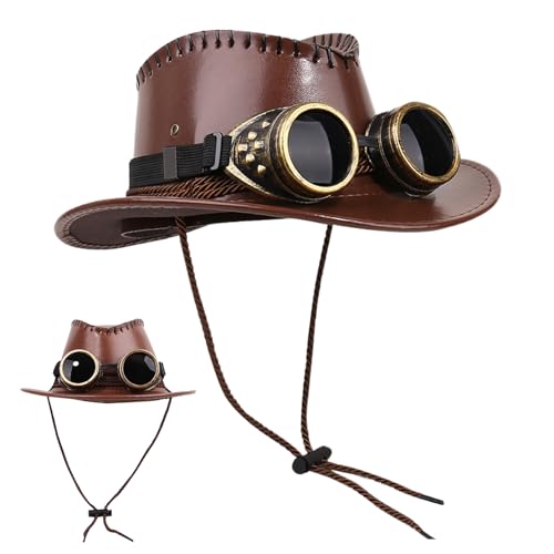 Generisch Steampunk Zylinderhüte für Herren - Kostüm Hut | Kostümzubehör mit Goggles-Deko für Karneval Cosplay Mottopartys Generisch Steampunk Zylinderhüte für Herren - Kostüm Hut | Kostümzubehör mit Goggles-Deko für Karneval Cosplay Mottopartys von Generisch