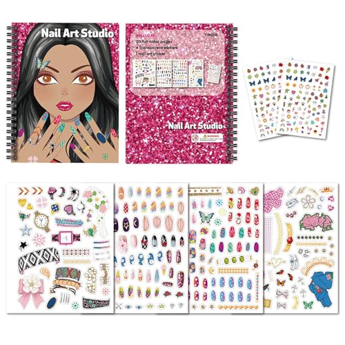Generisch Sticker Aktivitätsbuch,Nageldesign Malbuch - Fingernail Design Kreativset für Hausschule Kindergarten Reisezimmer Teenager von Generisch