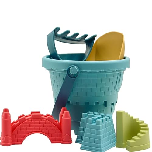 Generisch Strandspielzeug Set 6 Schlossmodelle Sommer Outdoor Spielzeug Eimer Form Schaufel Harke, Weichem Kunststoff Spielzeug Strand für Kinder(Farben im Zufallsstil) von Generisch