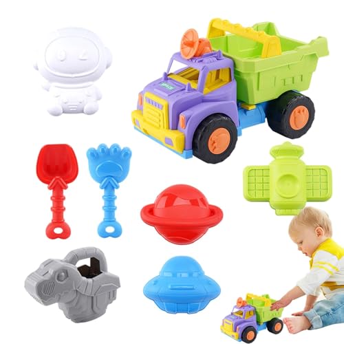 Generisch Strandspielzeugset, Strandsandspielzeug - Mehrere Schaufeln Trucks Formenkit für 1-8 - Outdoor Beach Playset Cartoon Toy Vehicles für Abenteuer von Generisch