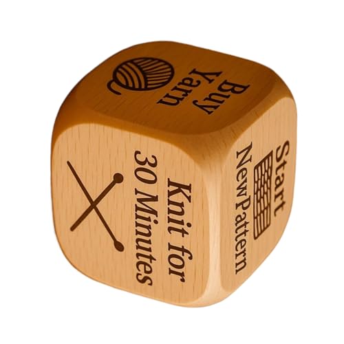Generisch Stricken D-Ice, Fun Crafting Accessoire, 5x5x5cm, Holzquiltentscheidungswürfel, DIY-Handwerksinspirationswürfel, kompakt und tragbar, für Handwerker, Abwasserkanäle und DIY-Liebhaber von Generisch