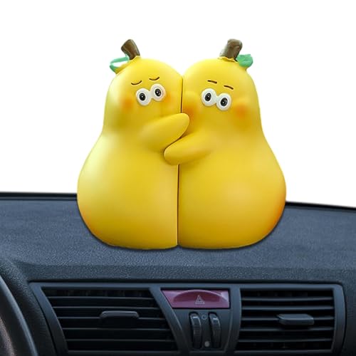 Generisch Süße Auto Dashboard -Spielzeugfigur, niedliche Paar Puppen -Ornamente - 2X Cartoon Birne -Form -Figurenharz,Innen Dashboard -Zubehör für Autoskonsolen von Generisch