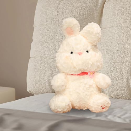 Generisch Süßes kleines Kaninchen-Puppenspielzeug mit Sitzhaltung. Kleine Kaninchen-Puppe für Mädchen. Schlafkomfort-Puppe. Puppenkleidung (White, 28cm) von Generisch
