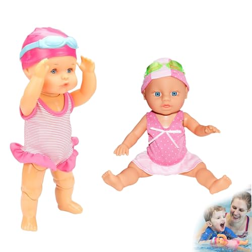 Generisch Swimming Baby Doll, 2025 New Waterproof Swimming Baby Doll, Cute Realistic Waterproof for Pool Bathtub, with Detachable Suit (2Pcs Mix) von Generisch
