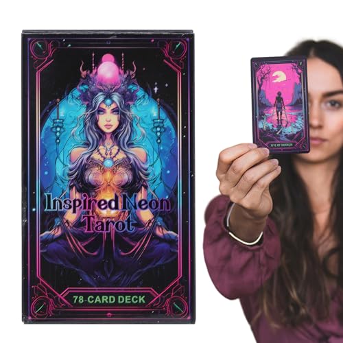 Generisch Tarot Oracle Cards, 78 Piece Neon Inspired Deck, 4.13x2.48 Inches Sturdy Beginner Friendly English Version Fortune Telling Game for Holiday Family Activity and Intuitive Readings von Generisch