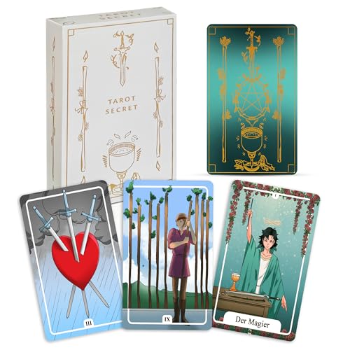 Generisch Tarotkarten Tarot Secret - Alle 78 Tarotkarten der Major und Minor Karten im handlichen Format mit inspirierenden und ausdrucksstarken Animemotiven. Orakelkarten, Wahrsagekarten von Generisch