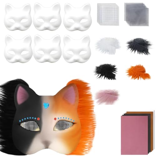 Generisch Therian Mask DIY Katzenmaske Bastelset mit Fell Strasssteinen & Farbwechsel-Materialien für Cosplay Kostüme & Partys Generisch Therian Mask DIY Katzenmaske Bastelset mit Fell Strasssteinen & Farbwechsel-Materialien für Cosplay Kostüme & Partys von Generisch