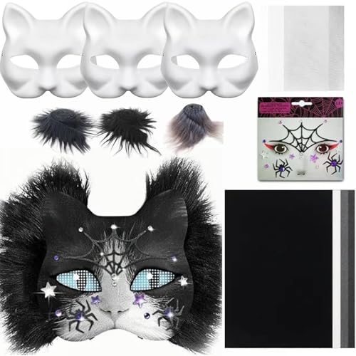 Generisch Therian Mask DIY Set, 6 Stück Therian Masken Kit mit Kunstpelz, Augennetz und Filztuch, Furry Tiermasken Katzenmasken für Halloween Maskerade, Maskenball, Cosplay Generisch Therian Mask DIY Set, 6 Stück Therian Masken Kit mit Kunstpelz, Augennetz und Filztuch, Furry Tiermasken Katzenmasken für Halloween Maskerade, Maskenball, Cosplay von Generisch