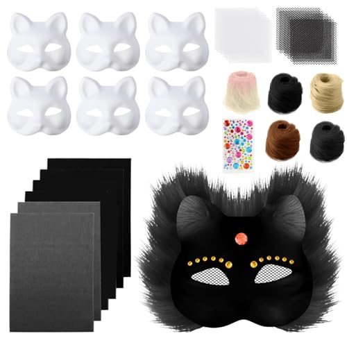 Generisch Therian Masken Set Leer Katzen Design 6 Stück Komplettset mit Bastel Filz Stoff und Kunstpelz Zum Selbstgestalten Für Furry Maskerade Fasching Halloween Kostümparty Generisch Therian Masken Set Leer Katzen Design 6 Stück Komplettset mit Bastel Filz Stoff und Kunstpelz Zum Selbstgestalten Für Furry Maskerade Fasching Halloween Kostümparty von Generisch
