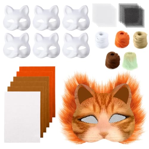 Generisch Therian Masken Set Leer Katzen Design 6 Stück Komplettset mit Bastel Filz Stoff und Kunstpelz Zum Selbstgestalten Für Furry Maskerade Fasching Halloween Kostümparty Generisch Therian Masken Set Leer Katzen Design 6 Stück Komplettset mit Bastel Filz Stoff und Kunstpelz Zum Selbstgestalten Für Furry Maskerade Fasching Halloween Kostümparty von Generisch