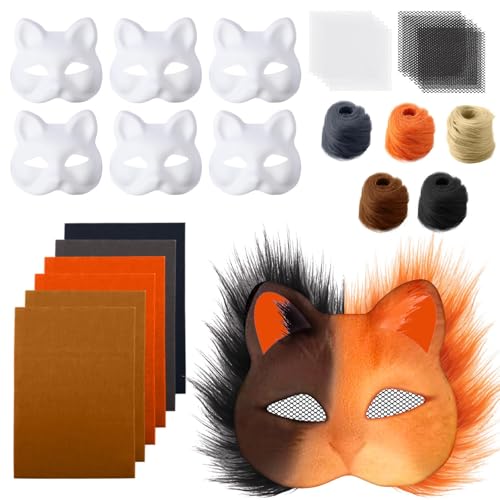 Generisch Therian Masken Set Leer Katzen Design 6 Stück Komplettset mit Bastel Filz Stoff und Kunstpelz Zum Selbstgestalten Für Furry Maskerade Fasching Halloween Kostümparty Generisch Therian Masken Set Leer Katzen Design 6 Stück Komplettset mit Bastel Filz Stoff und Kunstpelz Zum Selbstgestalten Für Furry Maskerade Fasching Halloween Kostümparty von Generisch
