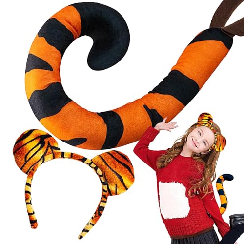 Generisch Tiger Tail Headband Cosplay, Tiger Ears Animal Costume, Kids & Adults Costume Accessory, Home & School Headwear, Fun For Cosplay, School Performance, Size, Yellow/Black, Set Of 2 Generisch Tiger Tail Headband Cosplay, Tiger Ears Animal Costume, Kids & Adults Costume Accessory, Home & School Headwear, Fun For Cosplay, School Performance, Size, Yellow/Black, Set Of 2 von Generisch
