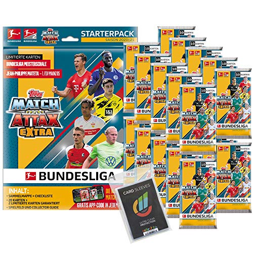 Generisch Topps Match Attax EXTRA 2020/21-1 Starter + 20 Booster + 40 Collect-it Hüllen Sleeves von Generisch