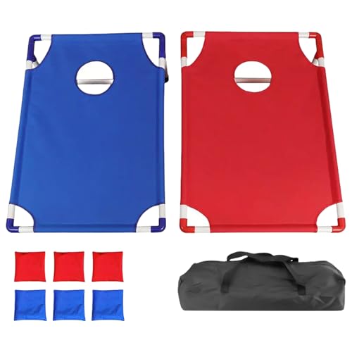 Generisch Tragbares Cornhole -Set | Corn Hole Games für Erwachsene, 22,8 x 20 Zoll Brett, umfasst 6 Bohnensäcke, tragbares Spielzeug für Patio Garden Kids Camping Erwachsene Reisepark Rasen von Generisch