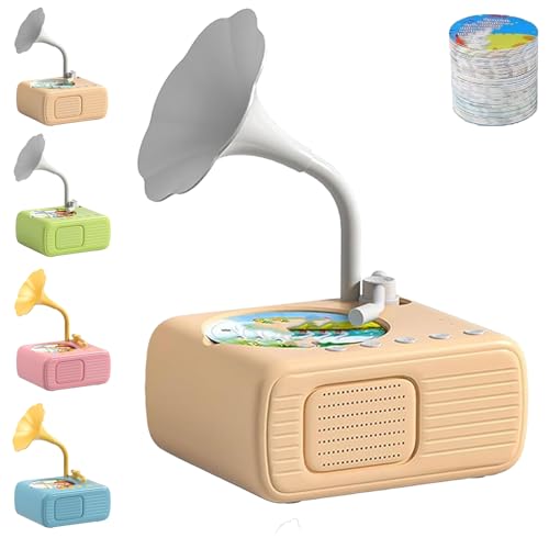 Generisch Tretregard Phonograph, Educational Music Story Player, Kids Phonograph with 96 Cards, Audio Book Gift for Boys and Girls (Beige) von Generisch