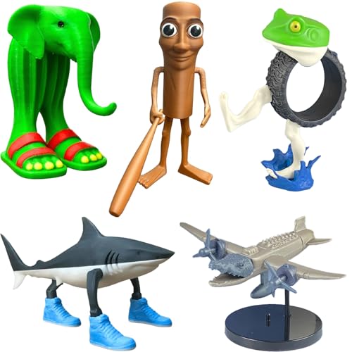 Generisch Tung Tung Tung Tung Sahur Figur, 3D Printed Tralalero Tralala Figur, 6er Italian Brainrot Figures Set, BRR BRR Patapim, Lirili Larila Tiermodell Sammlerstück (6er) von Generisch
